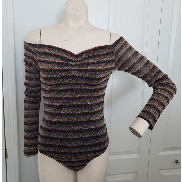 Glitter off-shoulder long sleeve bodysuit BNWT - Picture 12 of 12